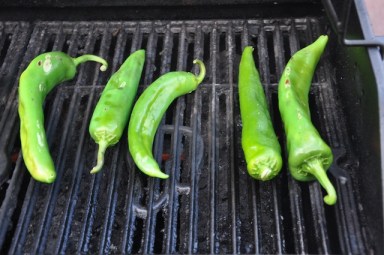 First few peppers on the grill!